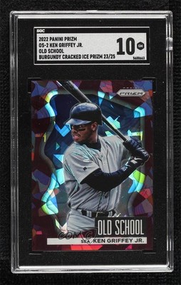 2022 Prizm Old School Burgundy Cracked Ice 23/25 Ken Griffey Jr SGC 10 GEM 07qw