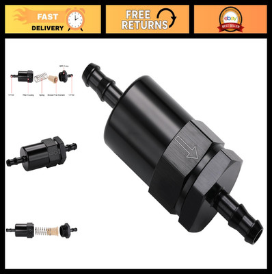 30 Micron Inline Fuel Filter 1/4'' Aluminum - High-Performance, Durable, Black