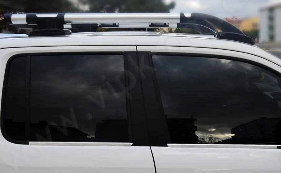 JUEGO BARRAS TRANSVERSALES RIELES TECHO NISSAN FRONTIER NP300 ESTILO TIBURÓN 2005-2015 NEGRO Foto 3 de 4