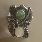 Vintage Zuni Native Sterling Silver , Turquoise & MOP ring Mabel Watson stamp