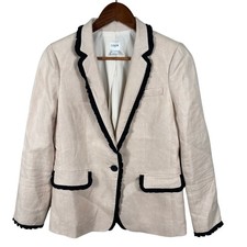 J. Crew Blazer Womens Size 2 Cream Linen Lined Career Office Professional Jacket