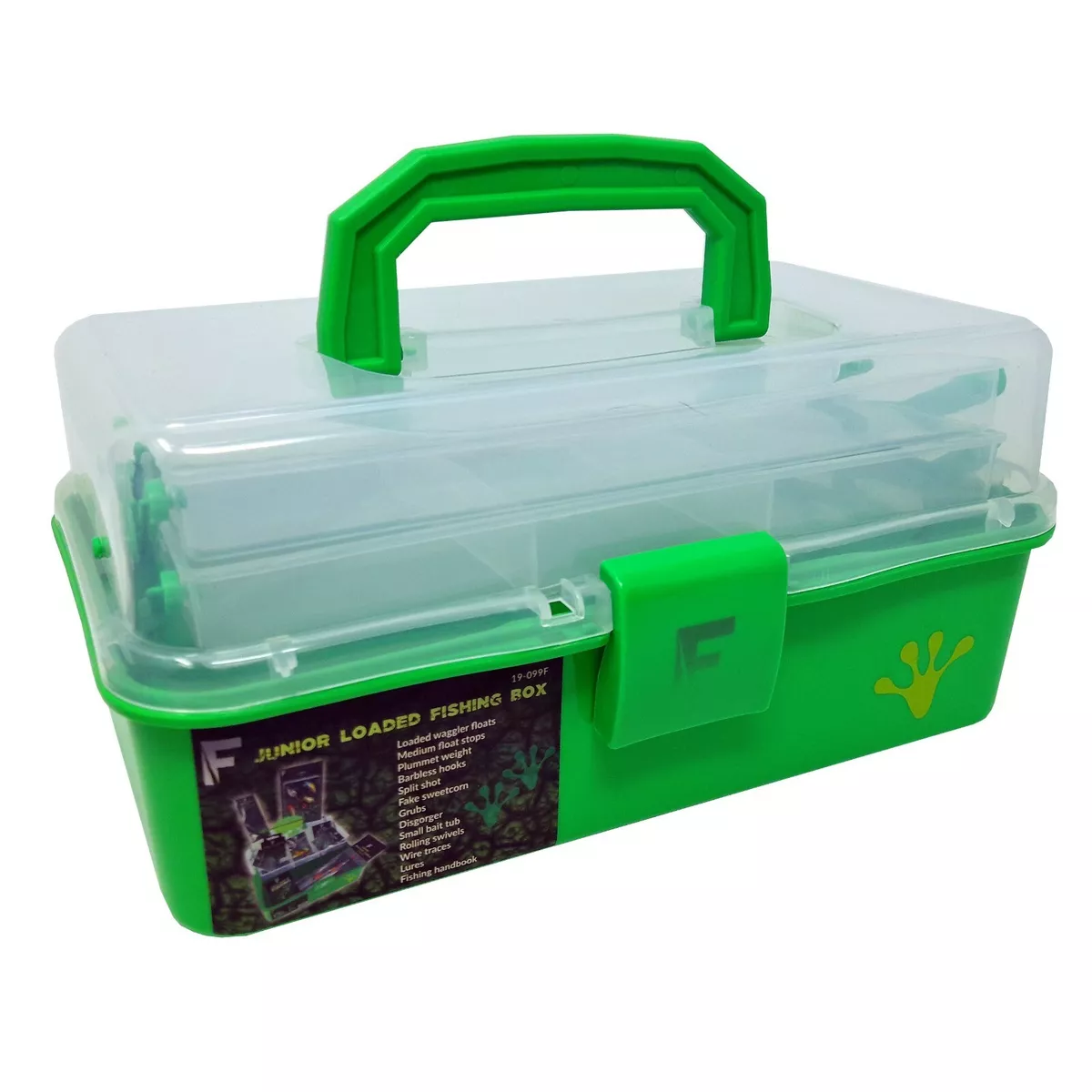 Fladen Green Fishing Tackle box with Tackle Floats Shot Spinners