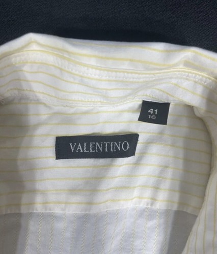 Valentino Mens Light Yellow Striped Long Sleeve Button Down Shirt Size 41/16 - Picture 7 of 9