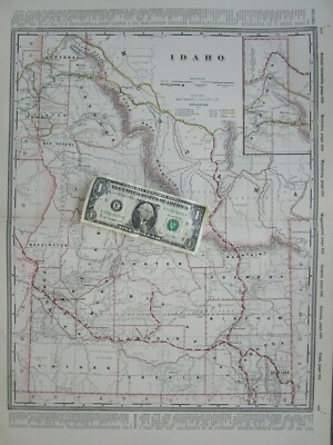 ID 1896 IDAHO Cram EISENBAHNKARTE 19. Jahrhundert EISENBAHN 1800er oder NEW HAVEN CT Stadt