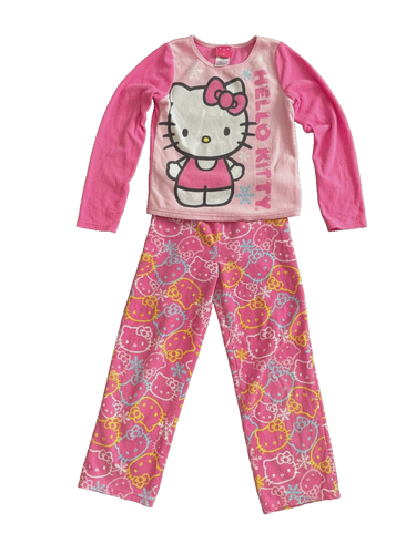 SANRIO HELLO KITTY Girl Fleece PJ Pajamas Top Bottom Sleepwear Set Size 10 Pink - Picture 8 of 8