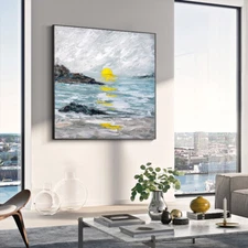 Hand Painted Abstract Oil Painting Landscape Painting On Canvas Sunrise Wall Art