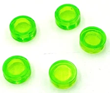 Lego 5 New Trans-Bright Green Tiles Flat Smooth Round 1 x 1 Parts