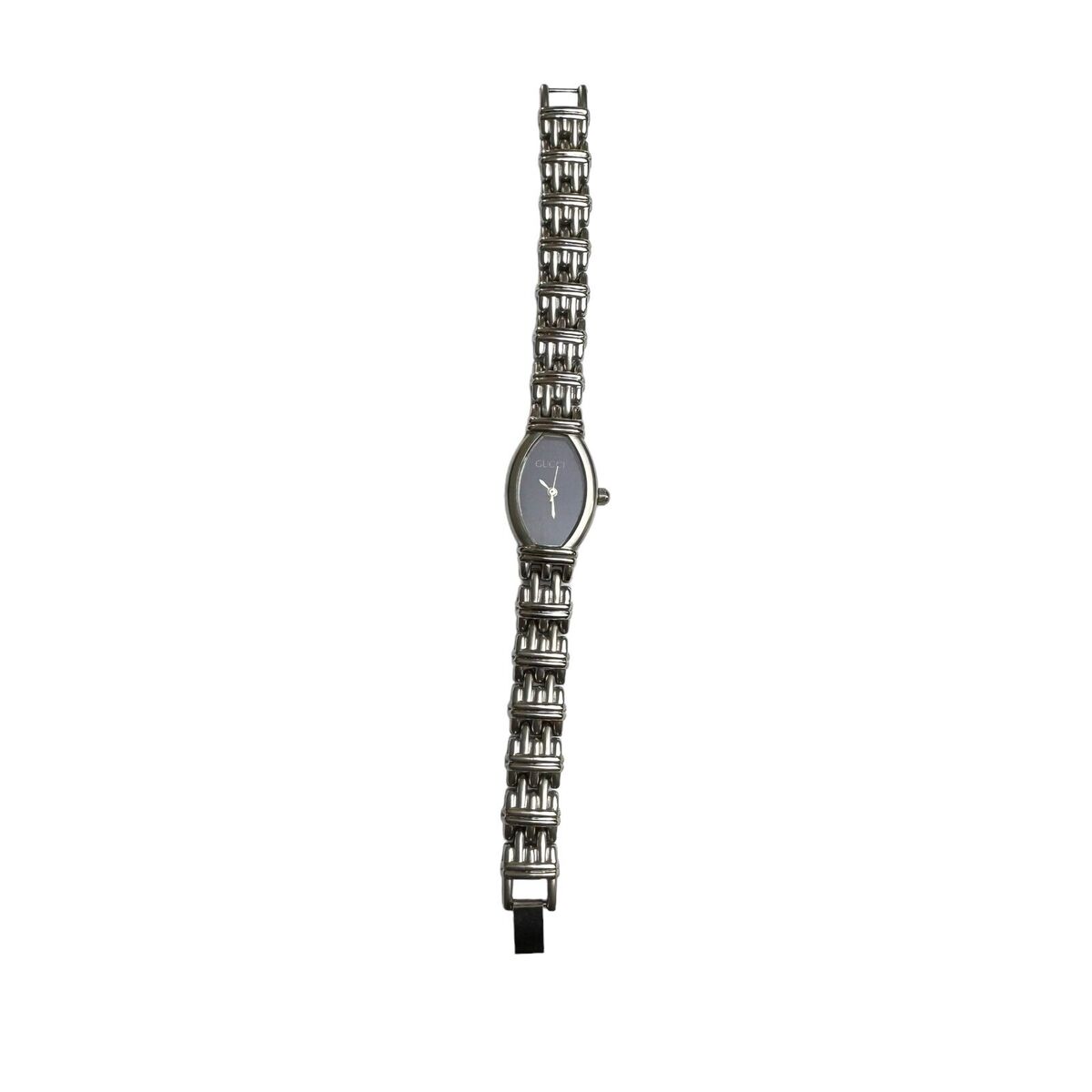 Gucci Womens Watch Silver With Black Face 4597-Z-I Tested Gucci Womens Watch Silver With Black Face 4597-Z-I Tested