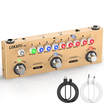 LEKATO Multi Effects Pedal for Acoustic Guitar, with IR Loading 9 AMP Models,...