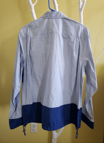 Coach Mens Essential Dress Shirt Blue Stripes Nylon Snaps - Picture 3 of 7