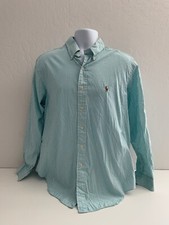 Ralph Lauren Mens Size 16.5 Blue White Striped Long Sleeve Button Down Shirt
