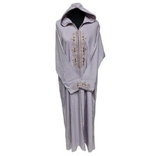 Femmes Marocain Lilas Coton Malifa Laine Mélange Long Manche Capuche Djellaba J