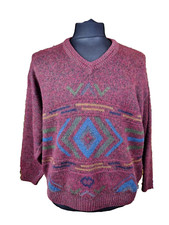 Vintage Alpaca Wool Men's Jumper Tom Sayers Size Large L XL Geometric 80's 90's