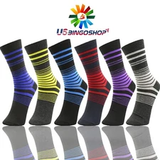 6 Pairs Ydst5 New Cotton Men Striped Style Dress Socks Size 10-13 Multi Color
