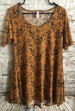 LuLaRoe Simply Comfortable Orange W/ Blue & White Florals Dress Size Small