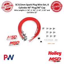 MSD 8.5mm Super Conductor Spark Plug Wire Set Red 8 Cylinder 90 Deg. Plug & Cap