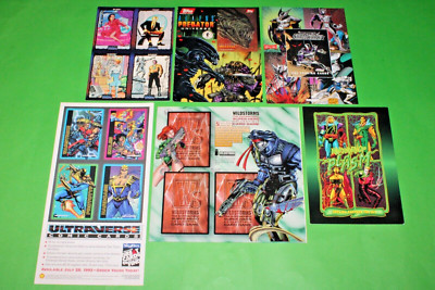 WILDSTORM ULTRAVERSE ALIENS PREDATOR 6 Uncut Promo CARD Sheets 1993 1994 1995