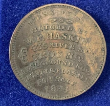 1834 Hard Times Token Attleboro Mass. SB Schenck WP Haskins Troy NY VF/XF ^