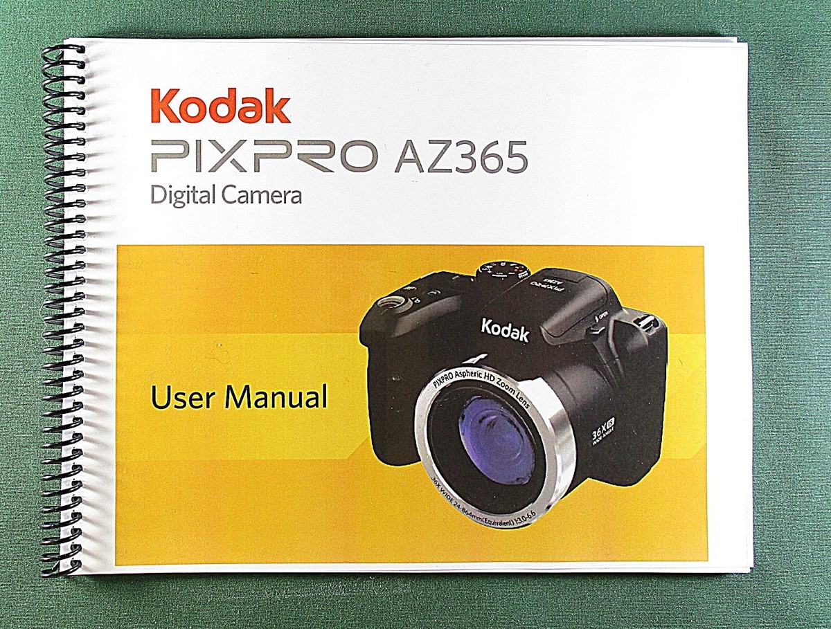 Kodak PixPro AZ365 Instruction Manual: 104 Pages full Color