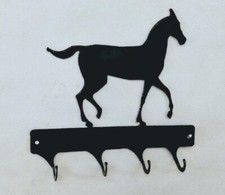 Horse 4 Hook Leash or Key Holder Black Wrought Iron Look Made in USA