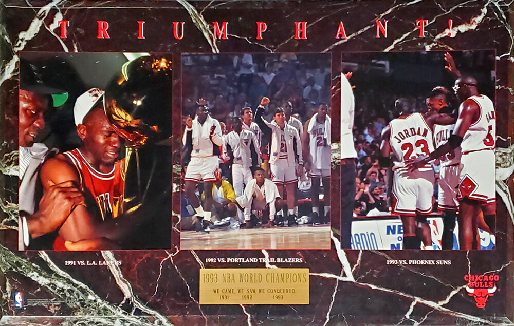 Chicago Bulls TRIUMPHANT 1991-92-93 NBA Champions Michael Jordan