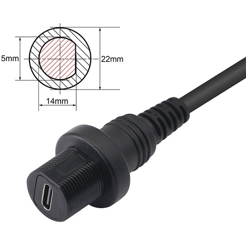 Right Angle USB Type C 3.1 Mount Extension Dash Flush Panel Moun Cable Car Boat - Picture 4 of 6