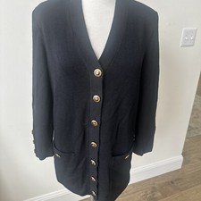 St. John Classic Women's Knits Black Cardigan Sweater, Made in USA, Size M