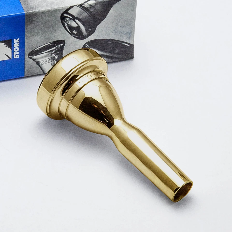 Boquilla trombón cigüeña oro 24K caña grande, BT4S peso ligero sinfónico ¡NUEVA! Foto 3 de 4