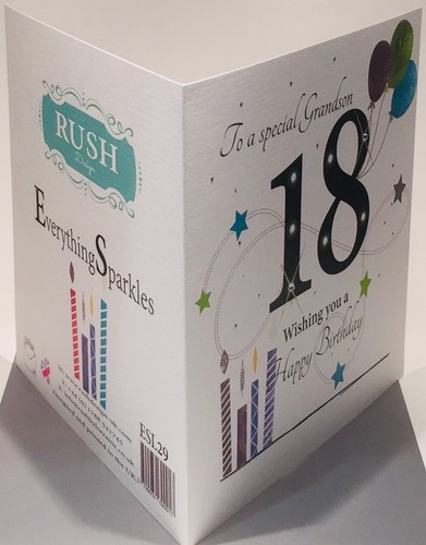 GRANDE tarjeta de cumpleaños número 18 feliz nieto - 8,25 x 8,25 pulgadas - Imagen 2 de 4