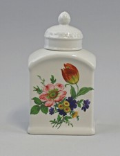 9959580-d Dose Porzellan Teedose Blume  Ernst Bohne Th&uuml;ringen 9x5,5x16cm