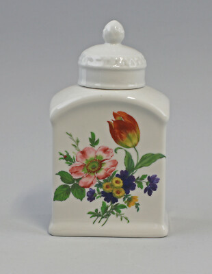 9959580-d Dose Porzellan Teedose Blume  Ernst Bohne Thüringen 9x5,5x16cm