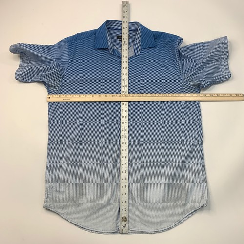Bugatchi Shirt Mens M Medium Evening Blue White Cotton Classic Fit Printed Ombre - Picture 6 of 10