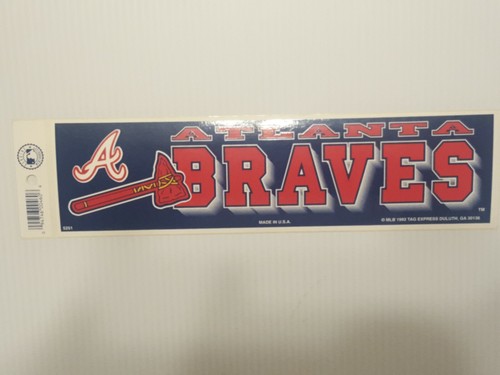 ATLANTA BRAVES #3  Vintage Team Bumper Sticker (1990's) Decal Strip - Picture 1 of 2