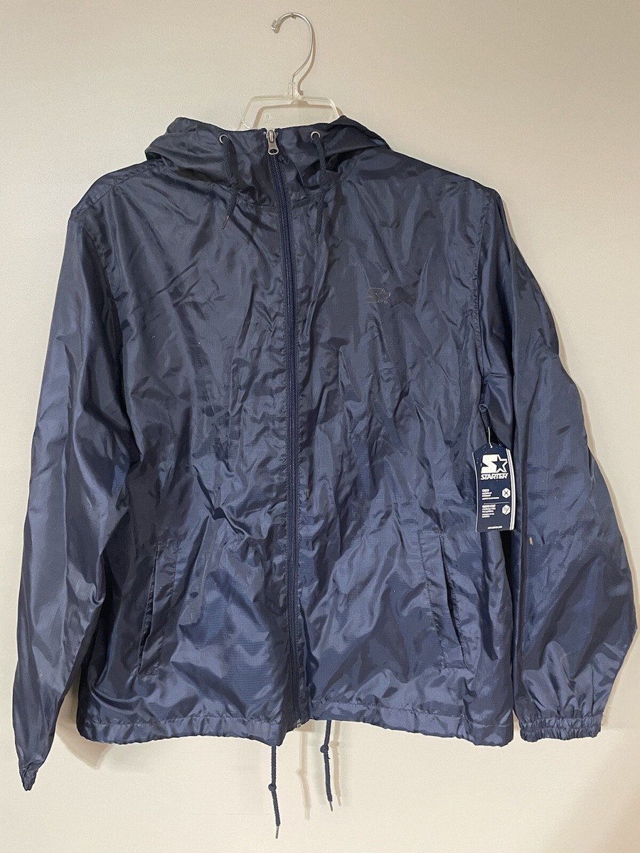 Vintage STARTER Men's Large Blue Hooded Ripstop Windbreaker