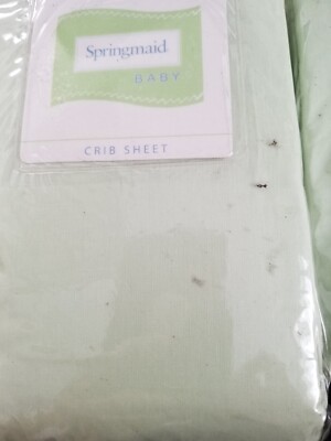 Springmaid Baby  Fitted Crib Sheet Green 100 % cotton New in Package-28 x 52 in.