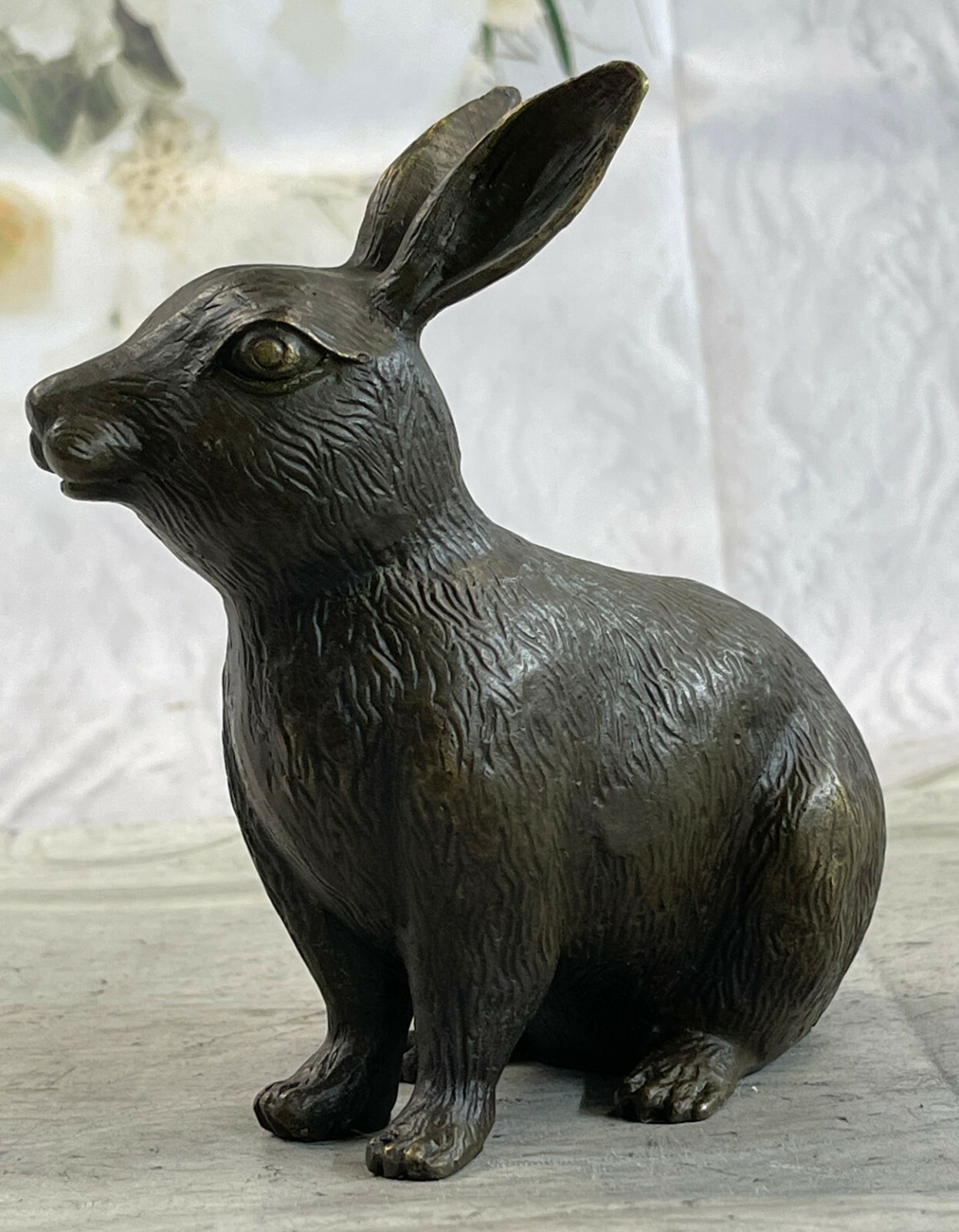 Statue Rabbit Hare Art Deco Style Art Nouveau Style Bronze Hot Cast Signed Decor