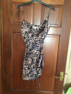 ladies Topshop Animal Print Cowl Cami Ruche Side size  UK
