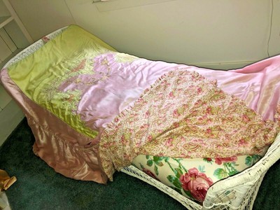 Gorgeous Vintage Pink Lime Green Satin Duvet Cover Coverlet Bedspread Bedding Ebay