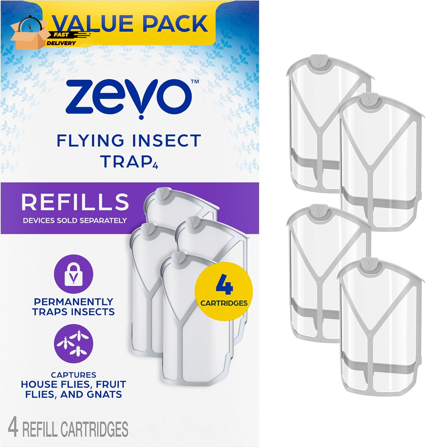 Flying Insect Refills for Indoor Light Trap: 4 Light Trap Refill Cartridges Capt