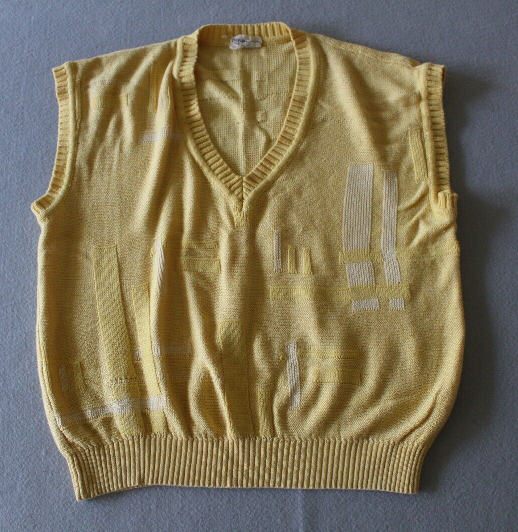 Maglione vintage Yves Saint Laurent uomo piccolo senza maniche maglia gialla cotone