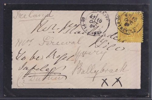 73629) France 1883 Mi. No. 78 on Mourning Axle Cover to Ireland