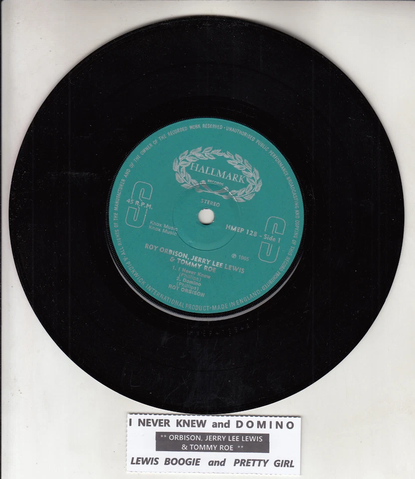 ROY ORBISON, JERRY LEE LEWIS & TOMMY ROE  I never knew EP PICTURE SLEEVE 45 NEW - Image 3 of 4