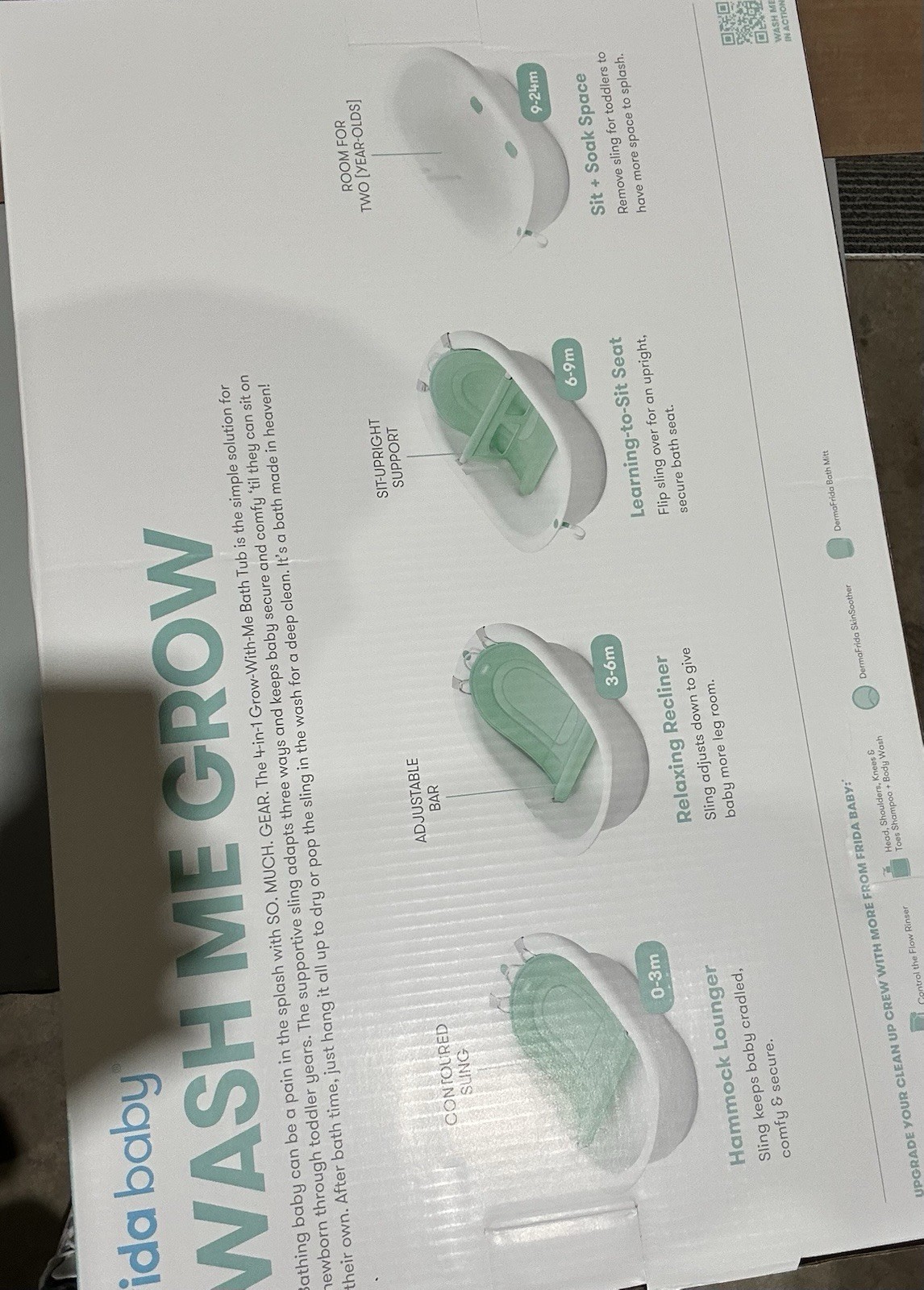 Frida Baby 4-In-1 Grow-With-Me Bath Tub Infant Toddler Baby Tub