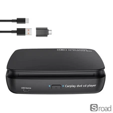 Portable Car CD DVD Player With Wireless CarPlay Android Auto Adapter, AI Box