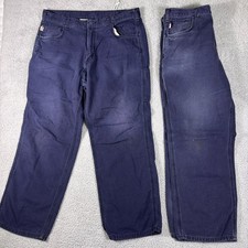 Lot of 2 Carhartt FR 38X30 Navy Blue Cotton Nylon Flame Resistant Work Pants