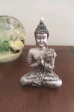  Buddha Statue Keramik Silber Glitzer Design Buddhas Figur Geschenk NEU