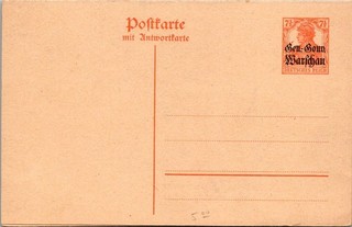 Francobolli Dr Jim Occupazione Tedesca Polonia WWI Varsavia 7 1/2Pf Cancelleria Postale