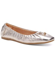 COACH Eleanor Ballet Flat Platinum Champagne Gold Leather Shoes Size 7.5 NIB NEW