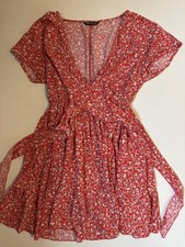 Cute Flowery SHEIN Dress With Versatile Front Tie Creating Keyhole Front Detail