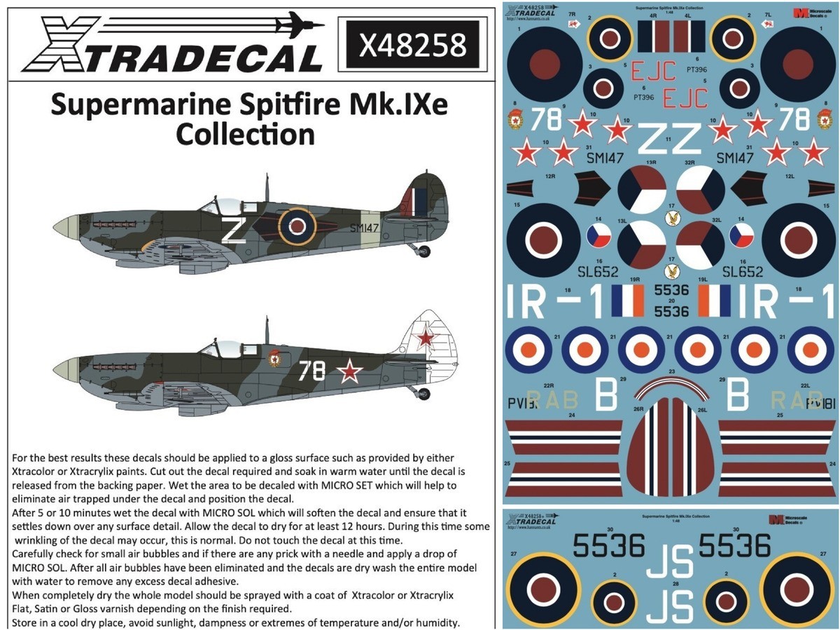 Xtradecal 1/48 Spitfire Mk.IXe Collection RAF USSR Yugoslavia